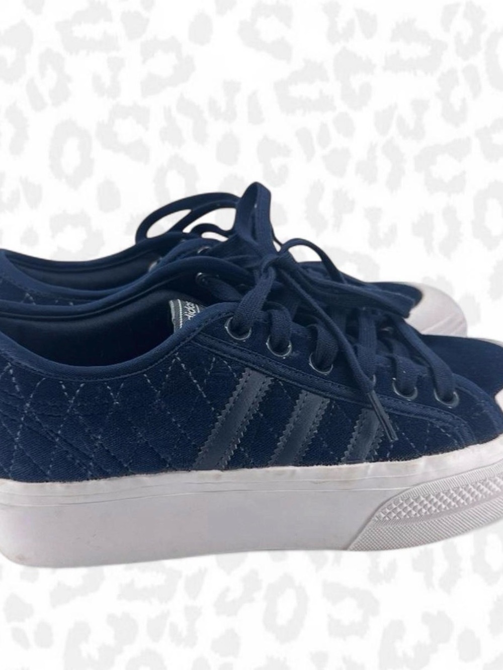 Adidas Originals Nizza Platform Sneakers | Size 7 | Quilted Navy Blue Velour EUC - Picture 9 of 9